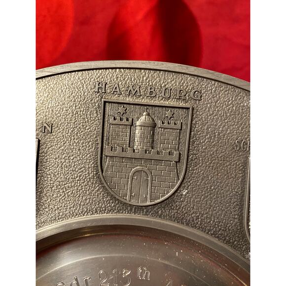 SKS Zinn 1986 Pewter German Commemorative Plate Coat of Arms West Germany EUC - Picture 13 of 16